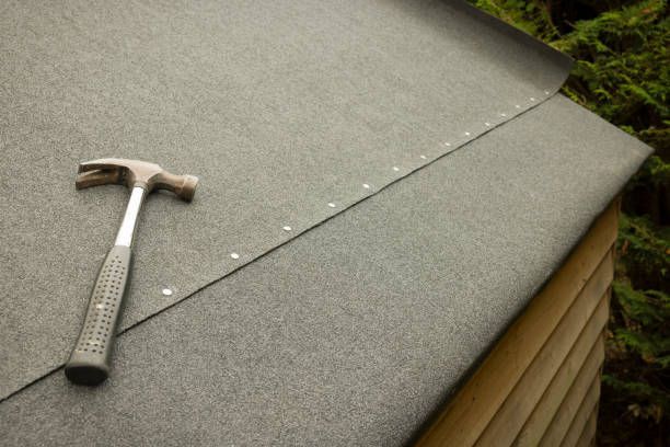 Felt Roofing material used on a roof.