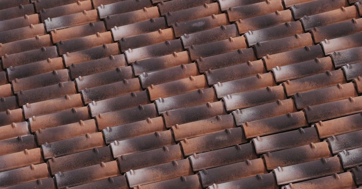 A close up of a row of brown tiles on a roof.