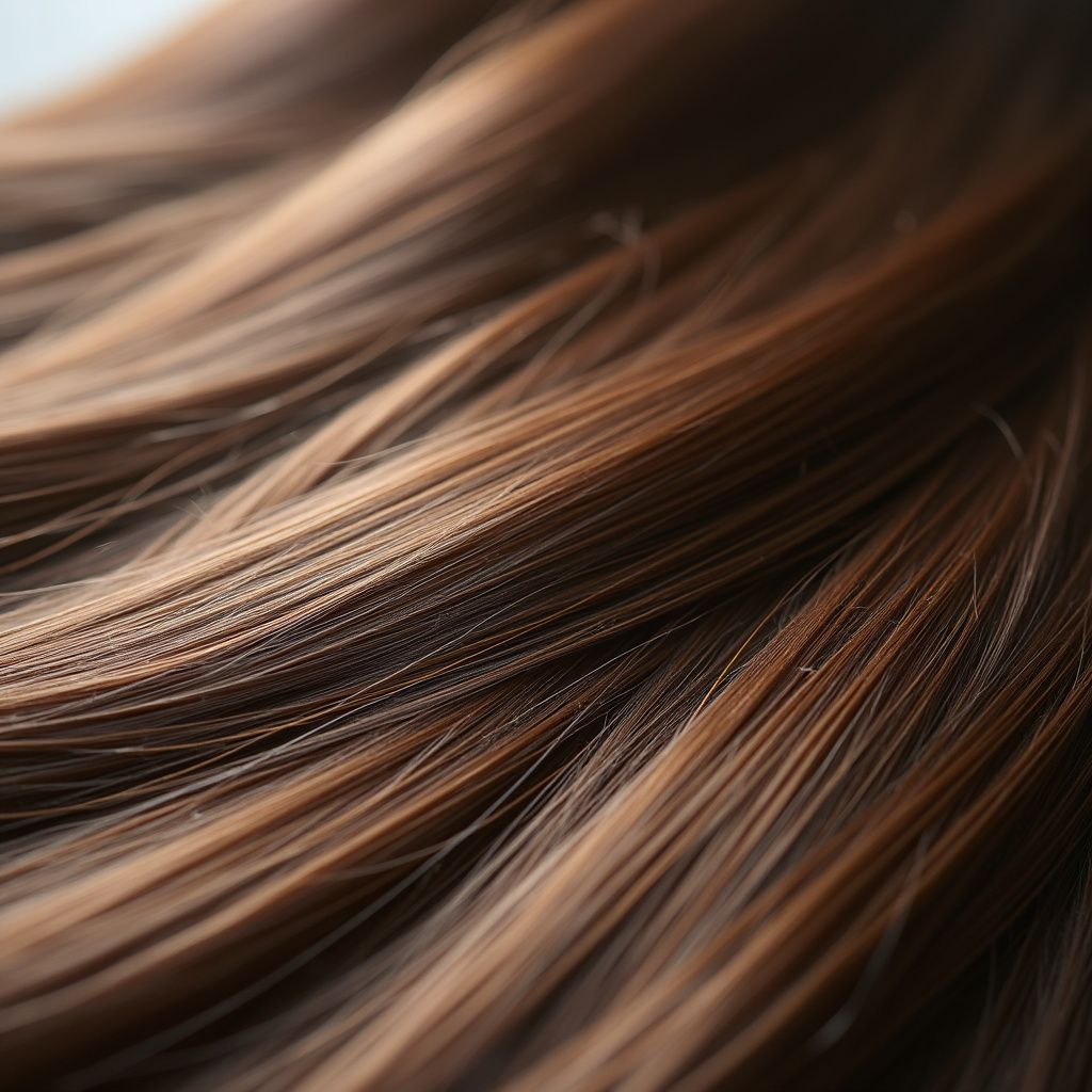 Close-up of flowing, shiny, brown hair.