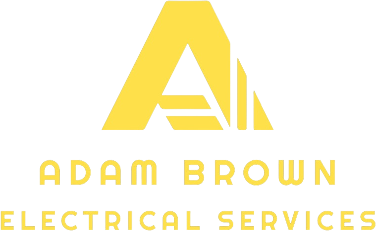 A yellow logo for adam brown electrical services