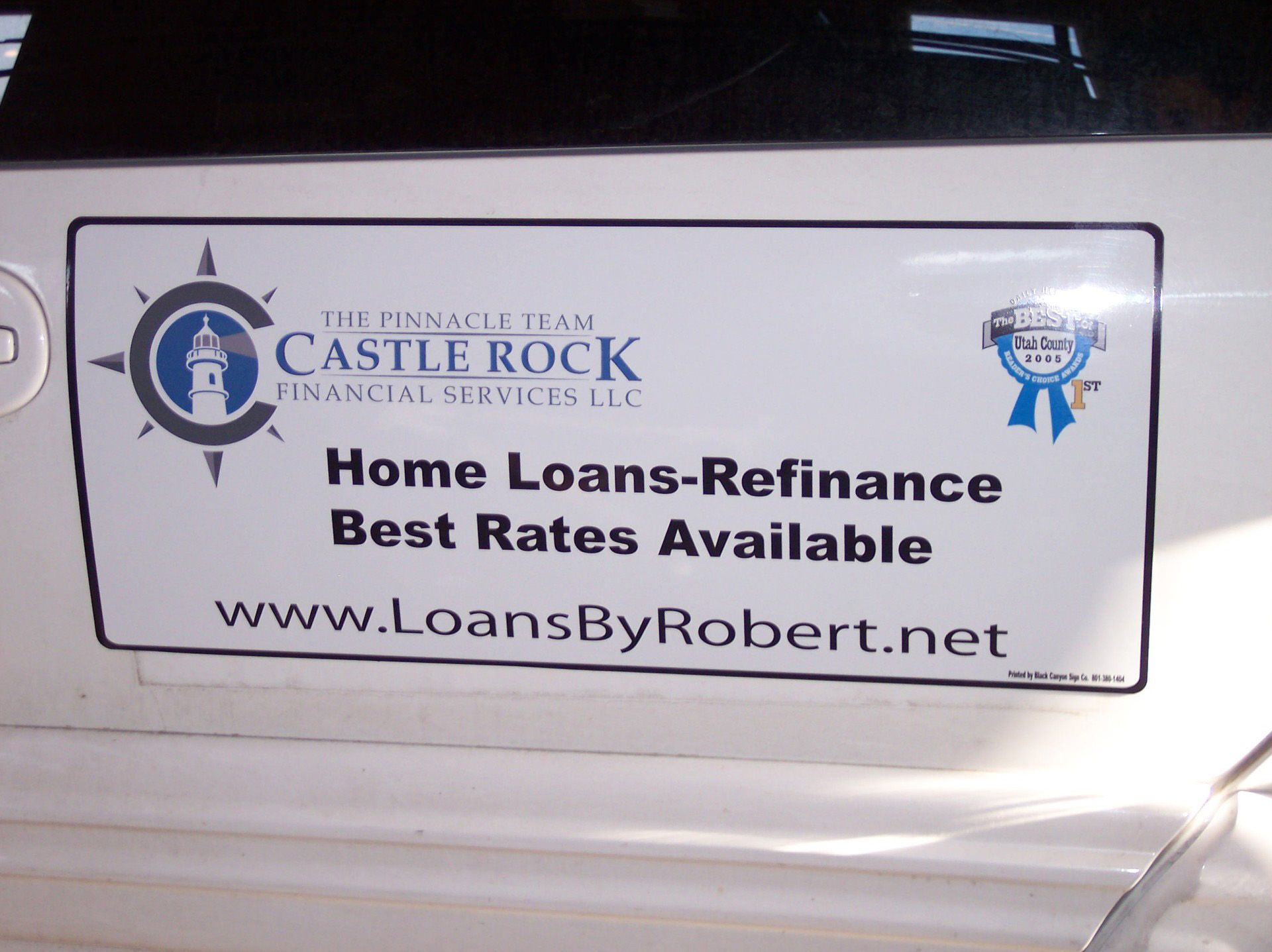 A bumper sticker for castle rock financial services llc A bumper sticker for castle rock financial services llc