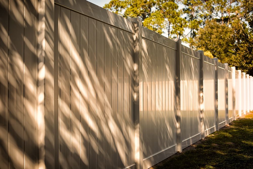 A white fence with a shadow of a tree on it.