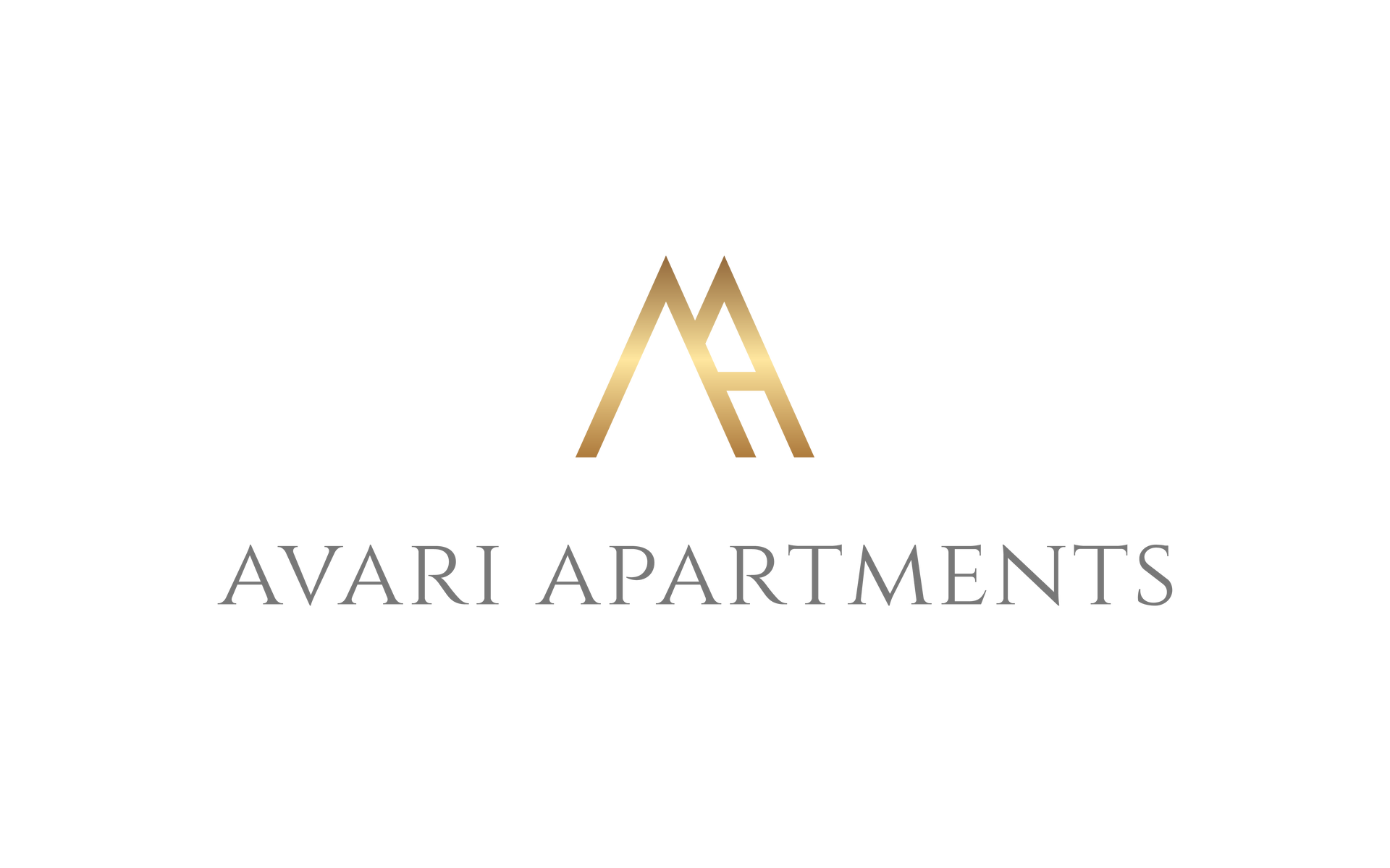 Avari Apartments logo with gold stylized “A” above gray text on a white background