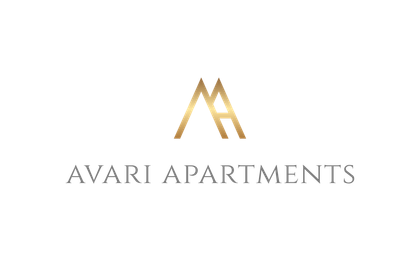 Avari Apartments logo with gold stylized “A” above gray text on a white background