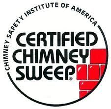 Certified Chimney Sweep logo with red brick graphic and Chimney Safety Institute of America text