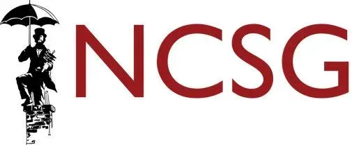 NCSG logo with a black umbrella figure and large red letters on white background