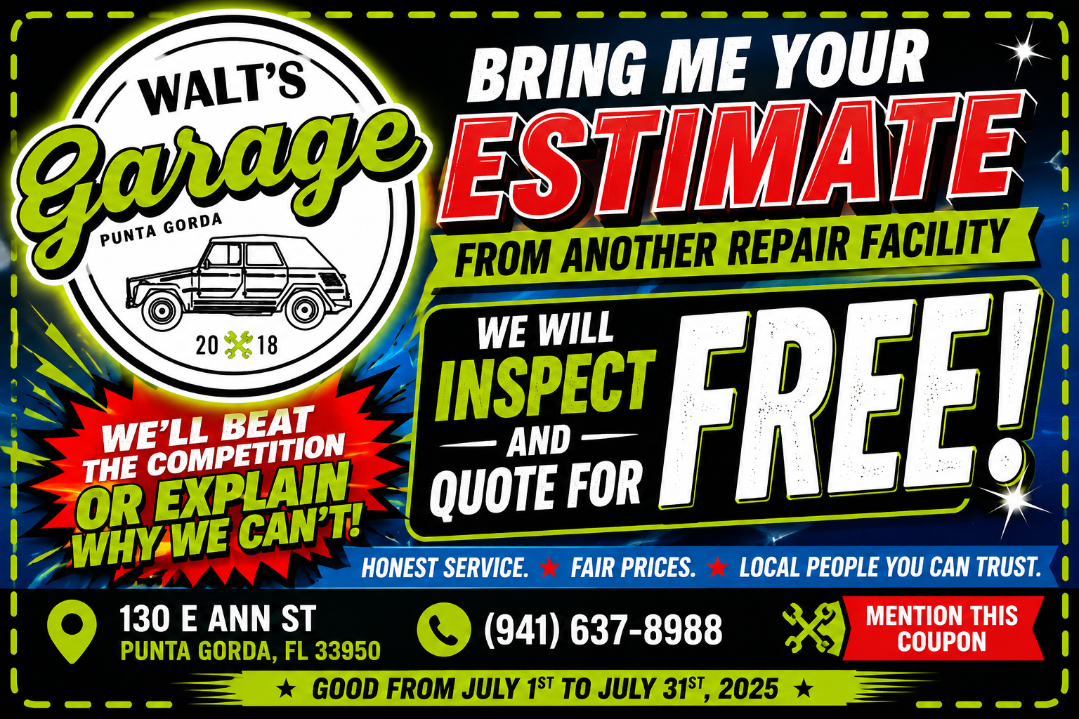 Coupon | Walt's Garage