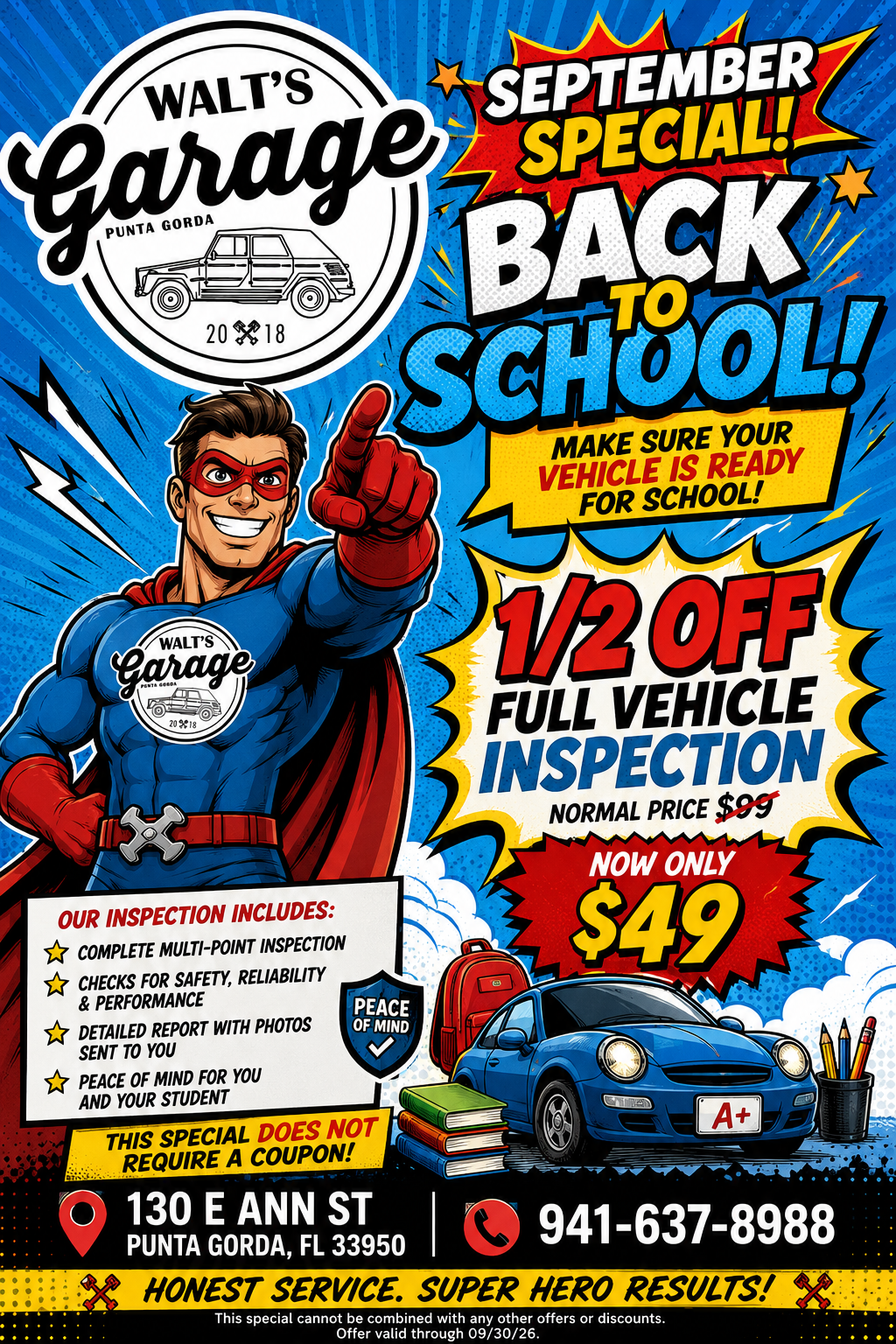 Back to School Coupon | Walt's Garage