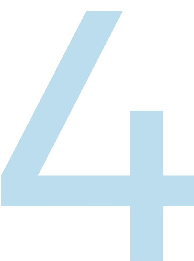 A light blue number four on a white background.