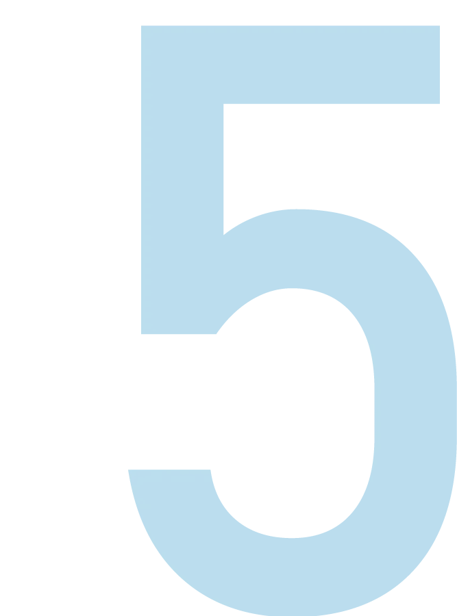 A light blue number five on a white background.