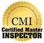A cmi certified master inspector seal on a white background.