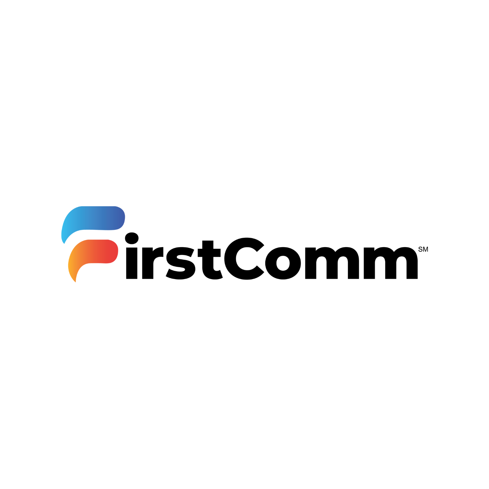 Logo for FirstComm, featuring a stylized