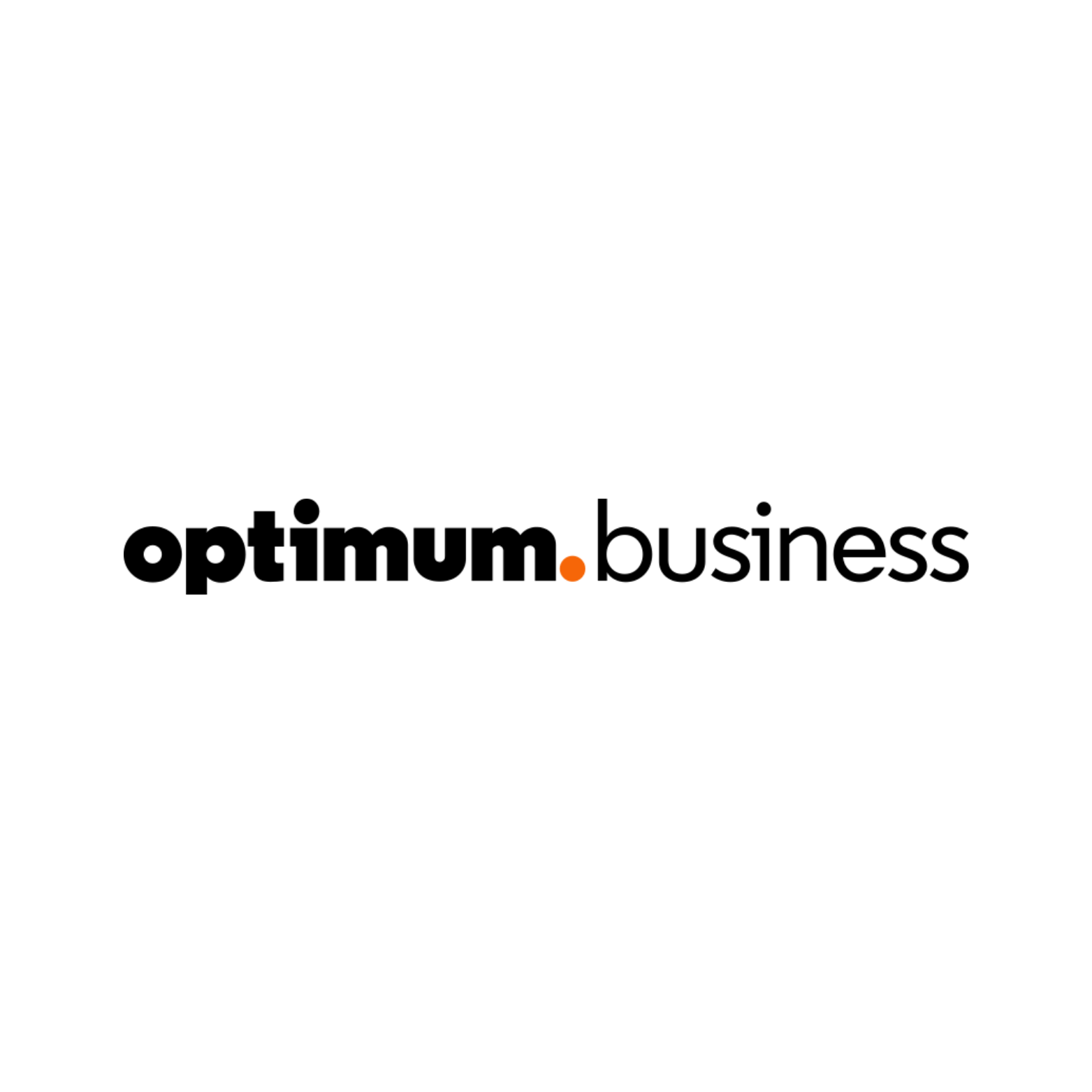 Logo for Optimum Business: Black text reading