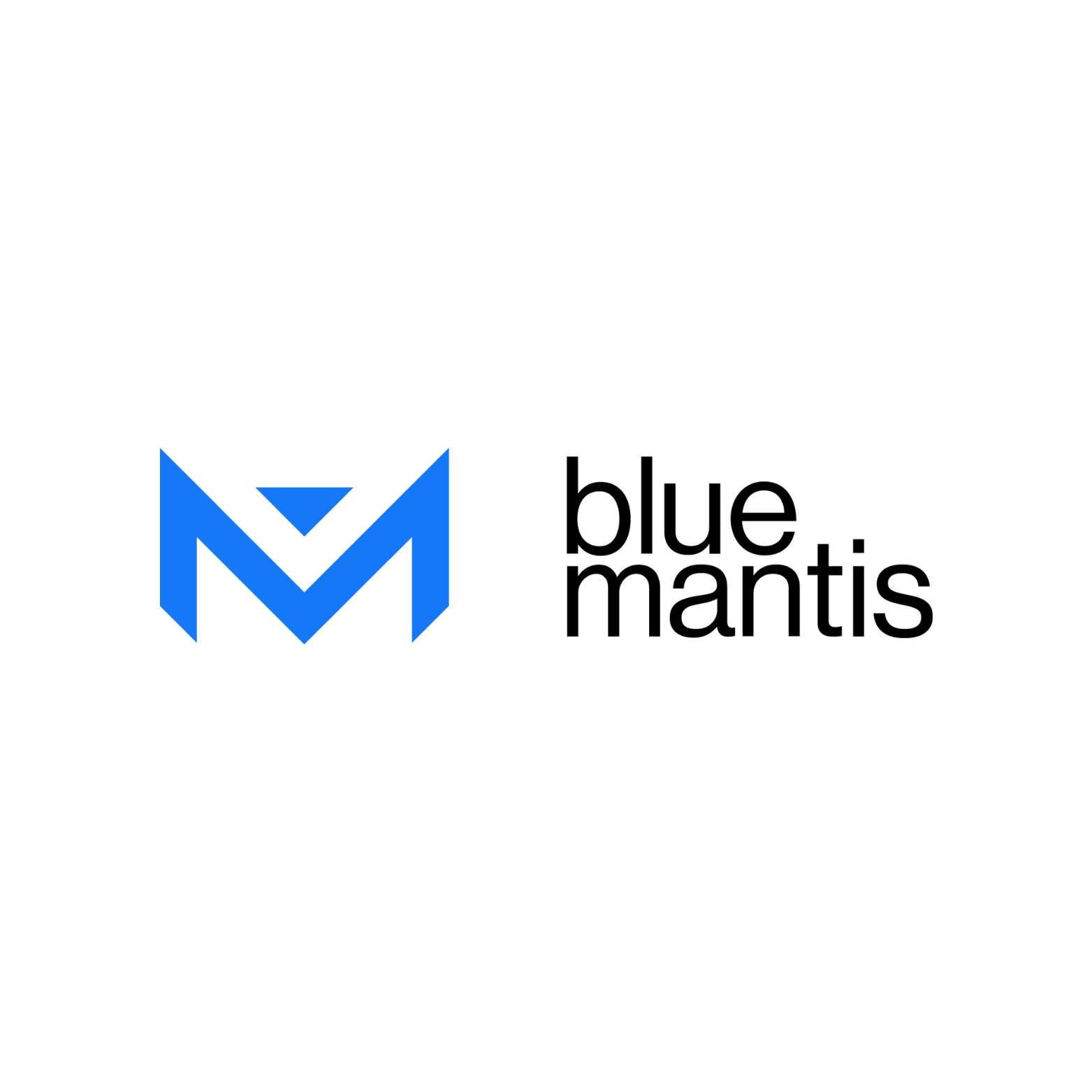 Blue logo: a stylized blue
