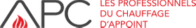 A logo for apc les professionnels du chauffage d' appoint