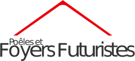 A logo for a company called poeles et foyers futuristes