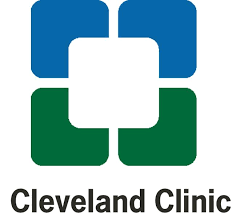 The Cleveland Clinic logo, featuring a square made of four rounded-corner blocks in blue and green, above the company name.