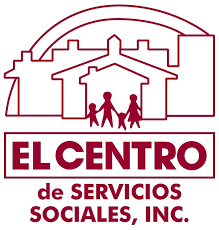 A maroon logo featuring a family of four holding hands in front of a house, above the text