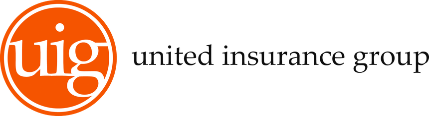 Logo of United Insurance Group: orange circle with