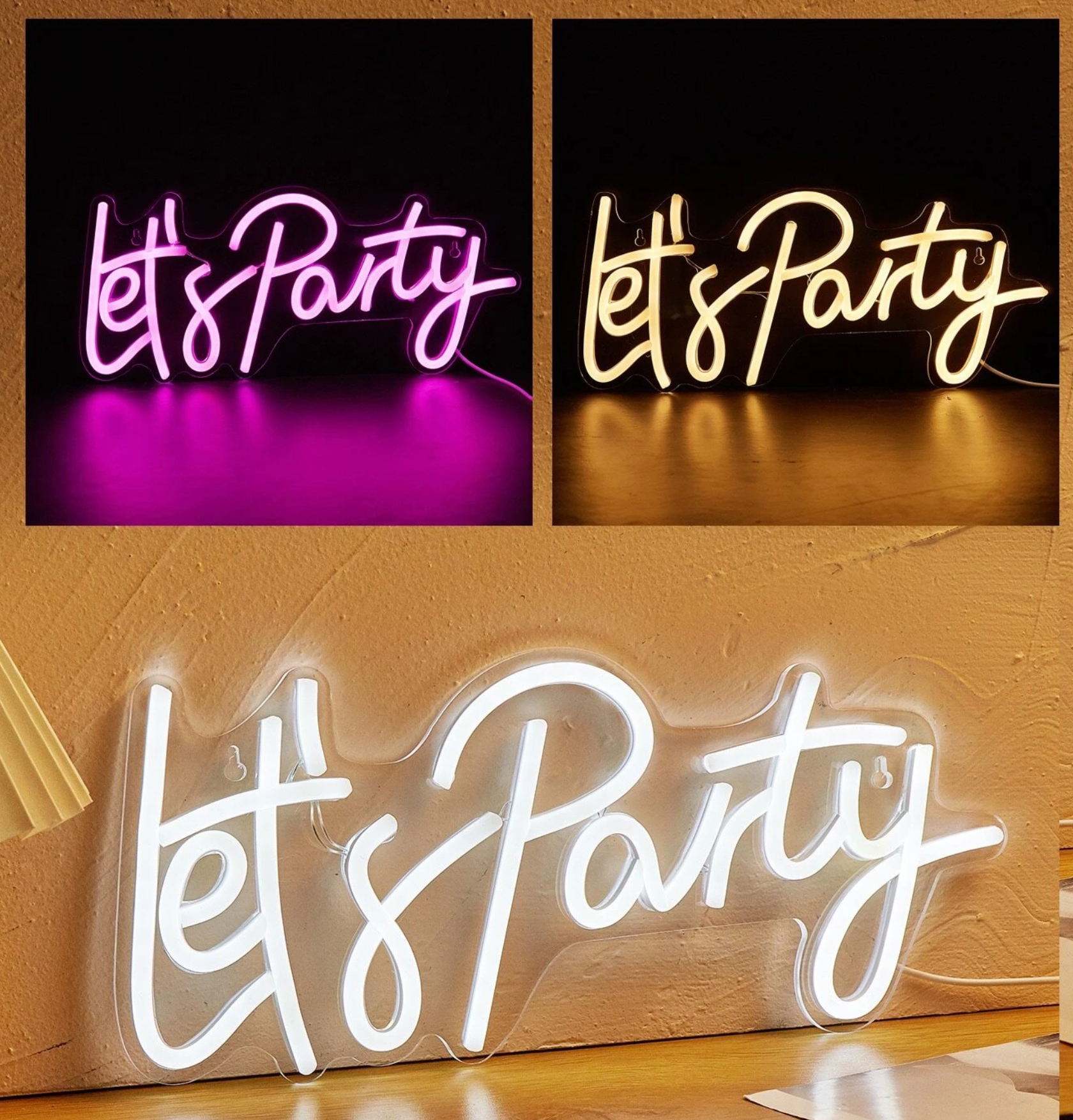 Let's Party Led Neon Sign For Bedroom Wall Decoration, Festival Party Wedding Decor