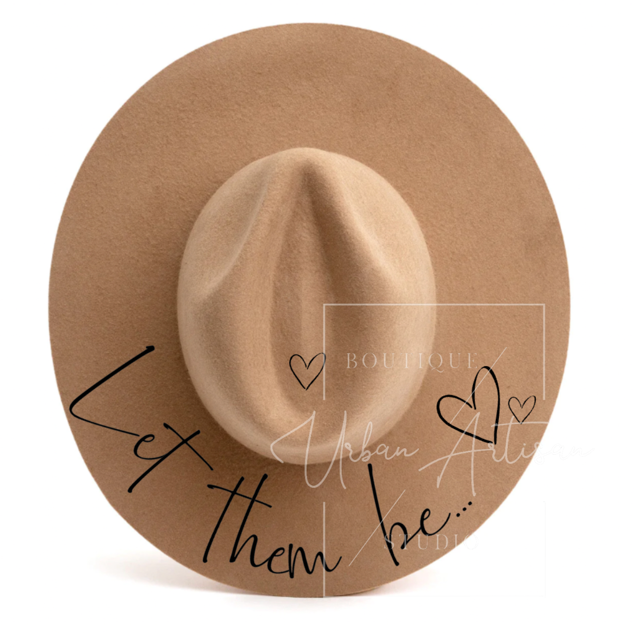A hat that says let them be on it