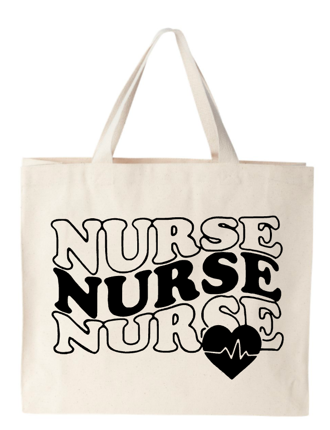 A tote bag that says nurse nurse nurse
