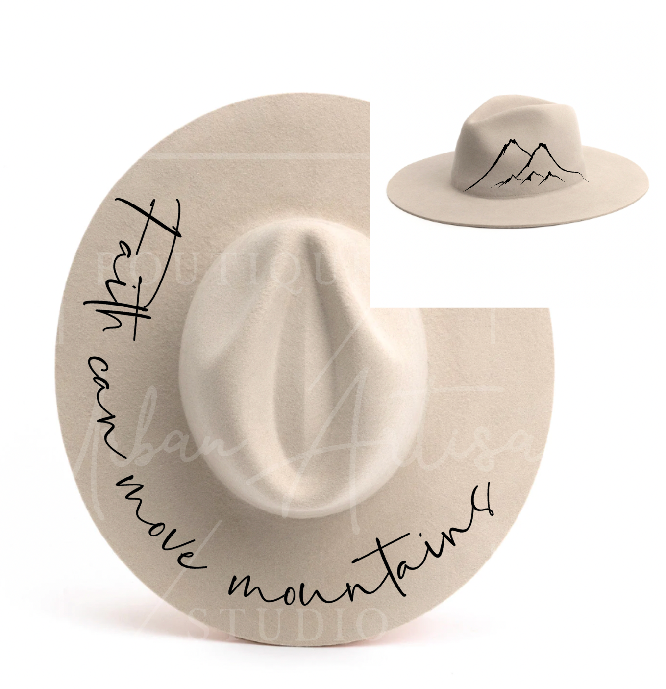 A hat that says faith can move mountains