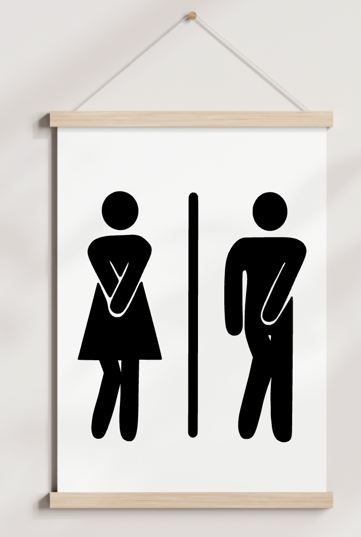 A man and a woman are standing next to each other in a bathroom.