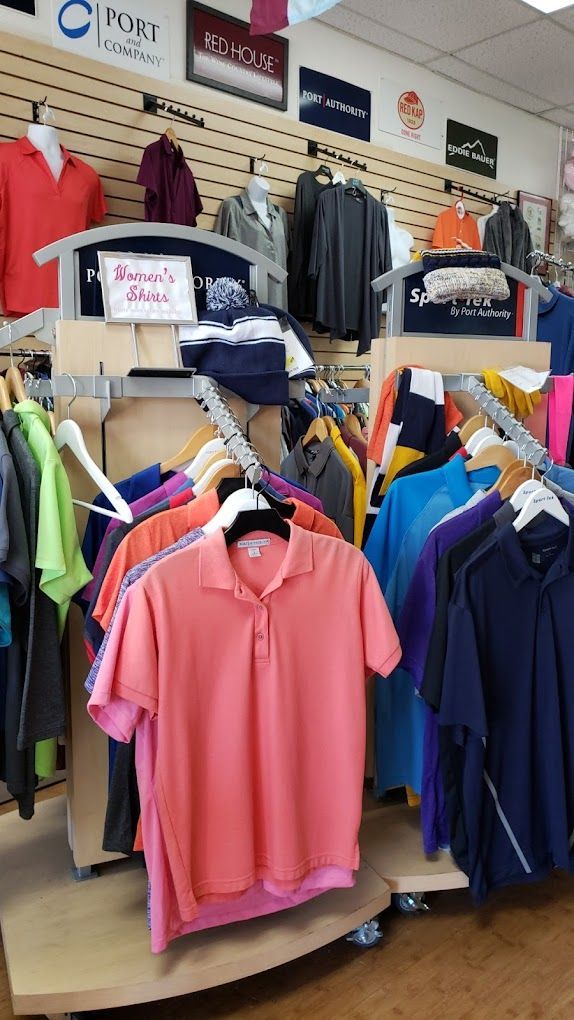 Shirts Hanging on Racks — Tempe, AZ — Big Stitch Embroidery