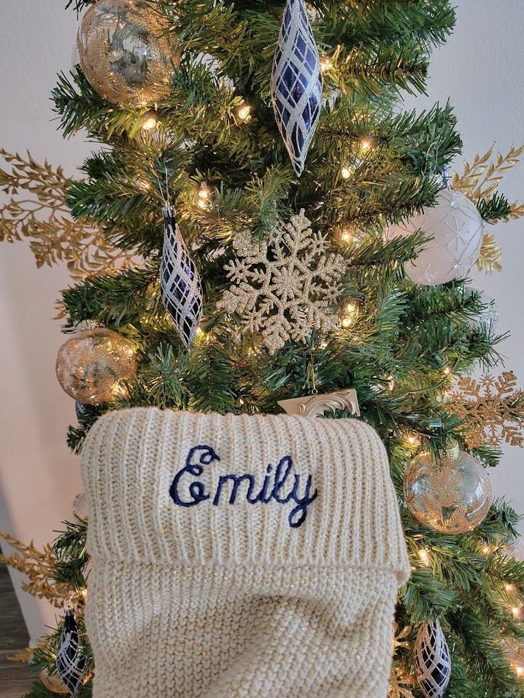 A Christmas Stocking with The Name Emily Embroidered — Tempe, AZ — Big Stitch Embroidery