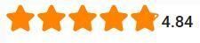 Five orange stars rating with a score of 4.84.