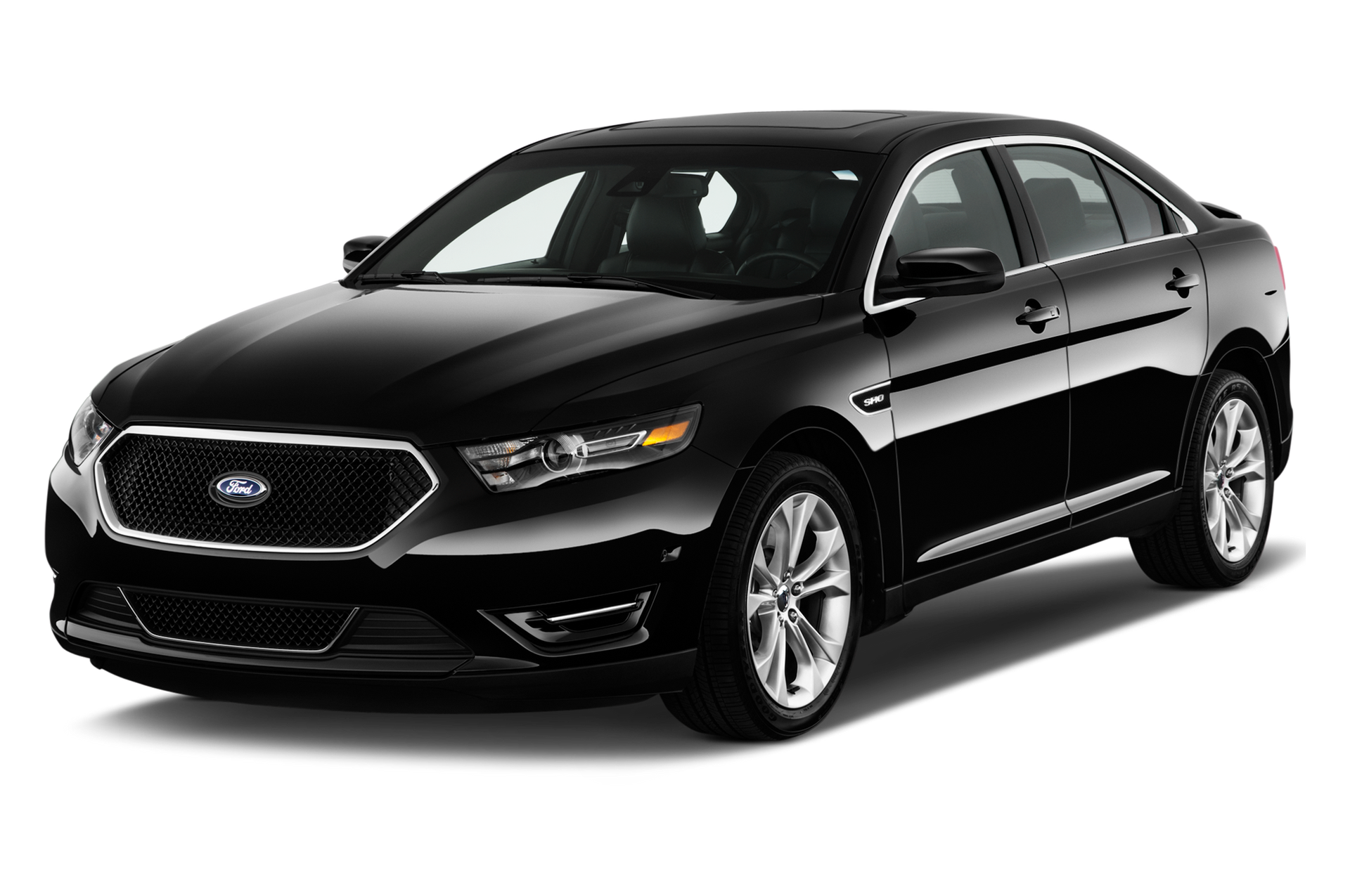 A black ford taurus is shown on a white background.
