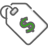 A price tag with a dollar sign on it.