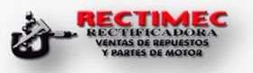 Logo de RECTIMEC Rectificadora con pistón y biela; texto “Ventas de repuestos y partes de motor” en rojo y negro.