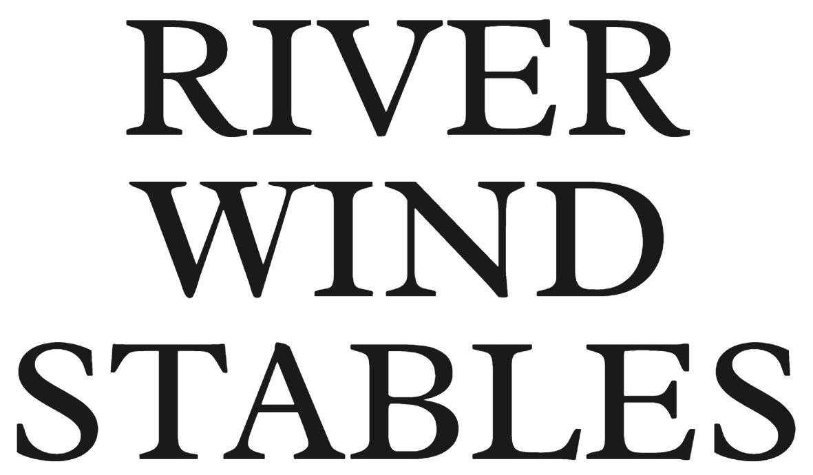 A black and white logo for river wind stables