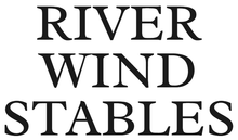 A black and white logo for river wind stables