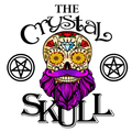 Logo for The Crystal Skull in Chorley, a sugar skull with a purple beard and mustache.