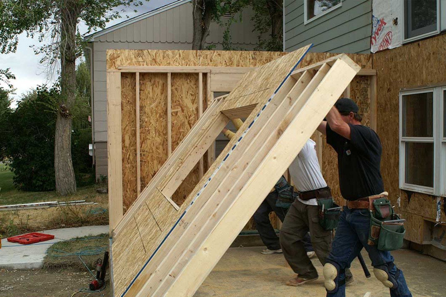 Professional builders working in team
