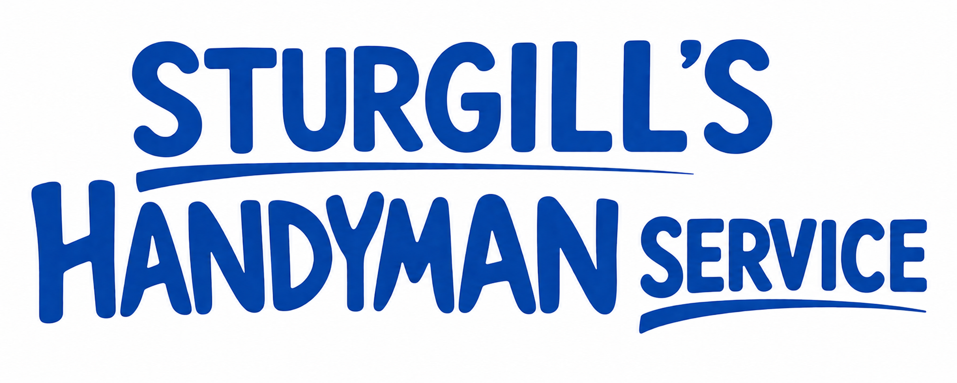 Sturgill’s Handyman Service logo in blue text on a white background