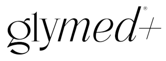Glymed+ logo in black and gray serif text