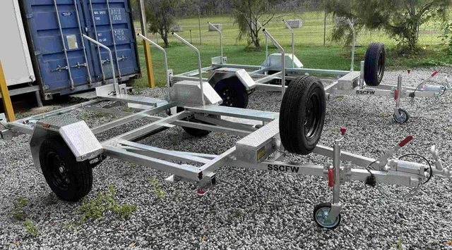 Metal Trailer Frame on Gravel with Wheels, a Tow Hitch — SSCFW Trailers In Mareeba, QLD