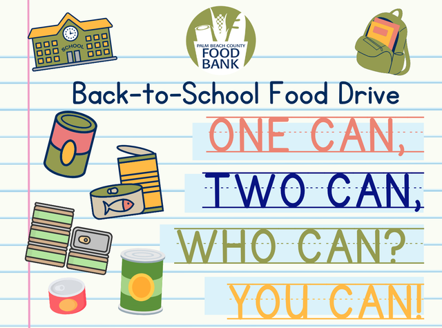 Back-to-School Food Drive graphic with Food Bank logo
