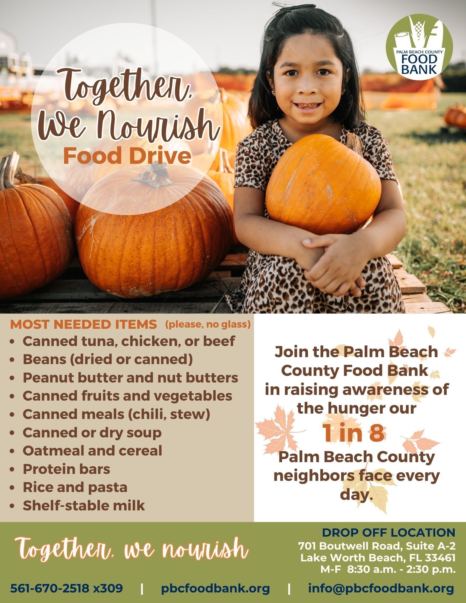 October 2026 Together We Nourish food drive flyer