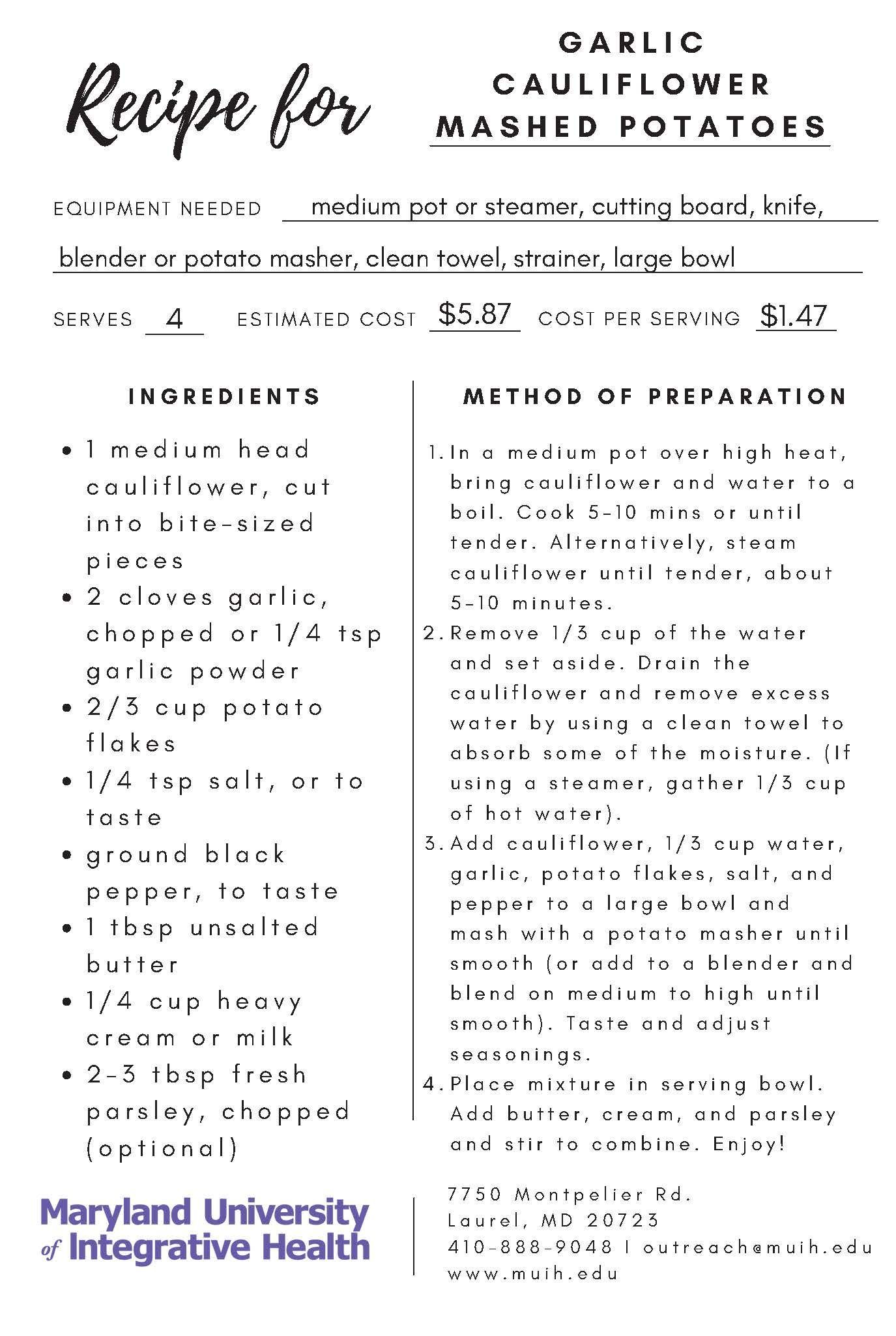Garlic cauliflower mashed potatoes