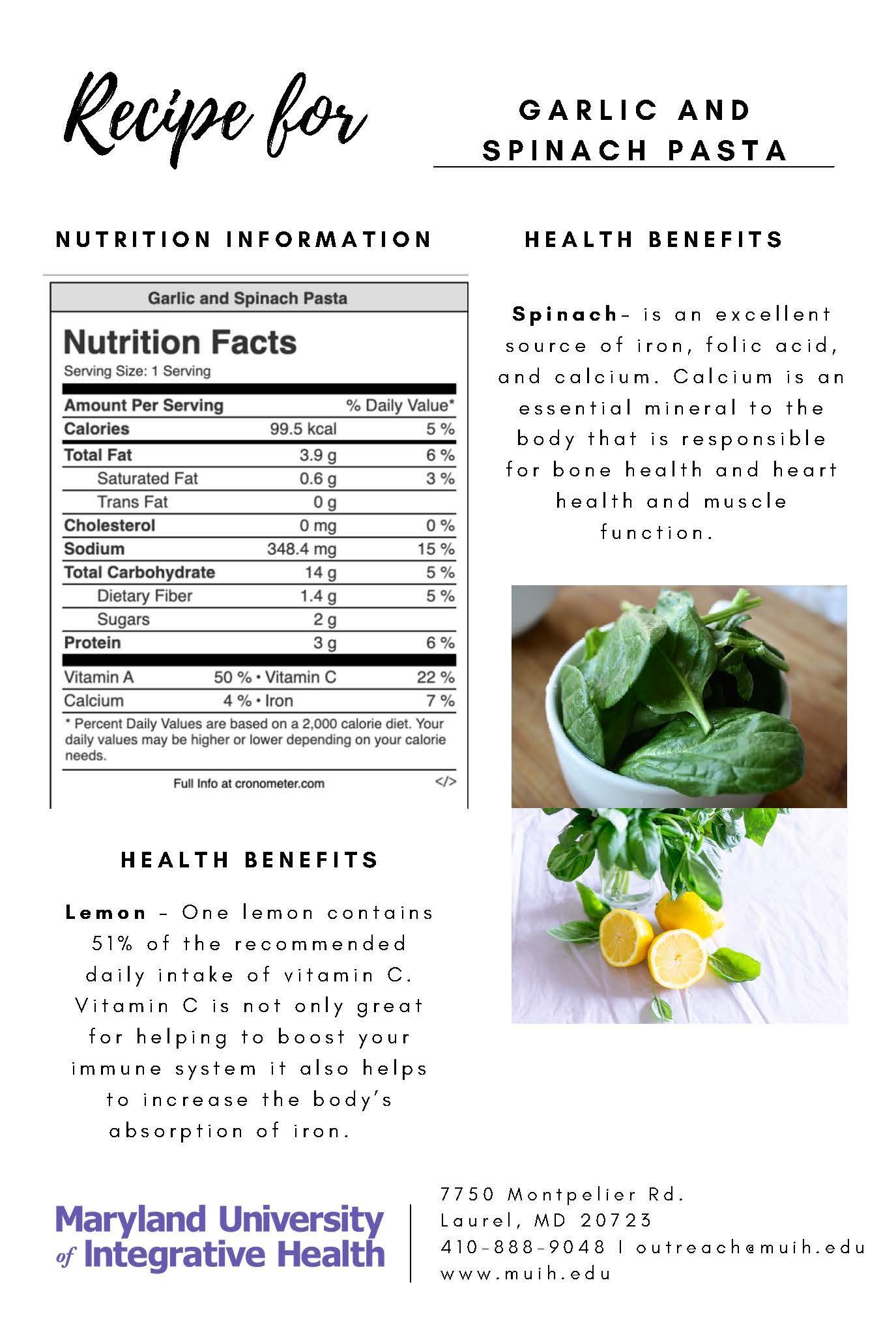 Garlic and Spinach Pasta