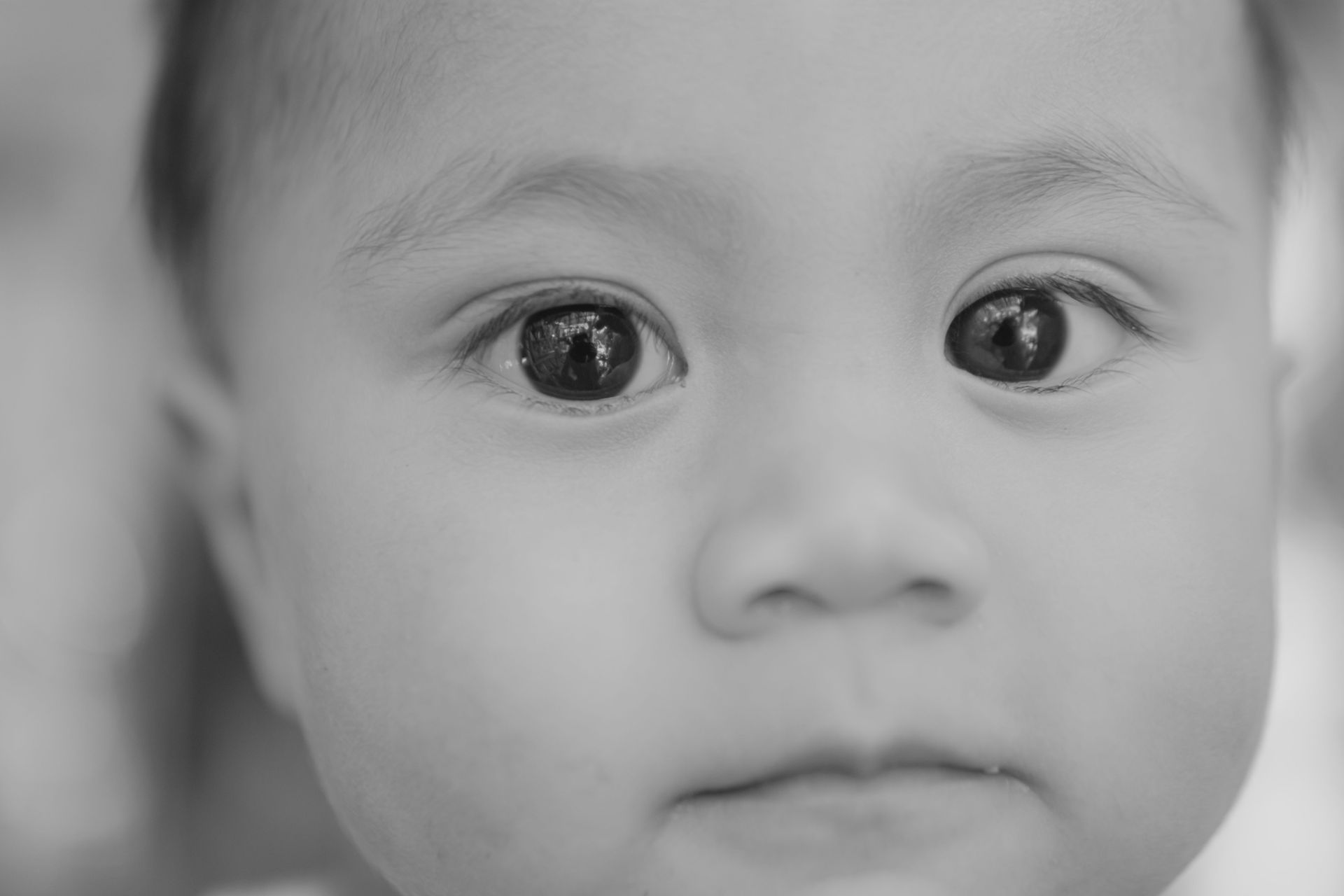 black and white baby photo