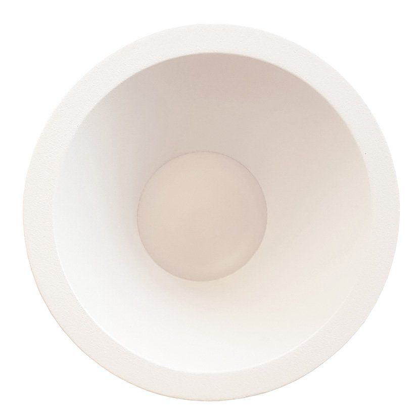 White round planter pot viewed from above on a plain white background.