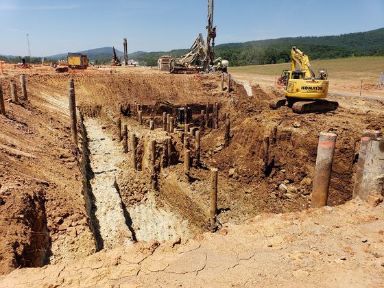 Contractor using machine at the construction site in Somerset, KY