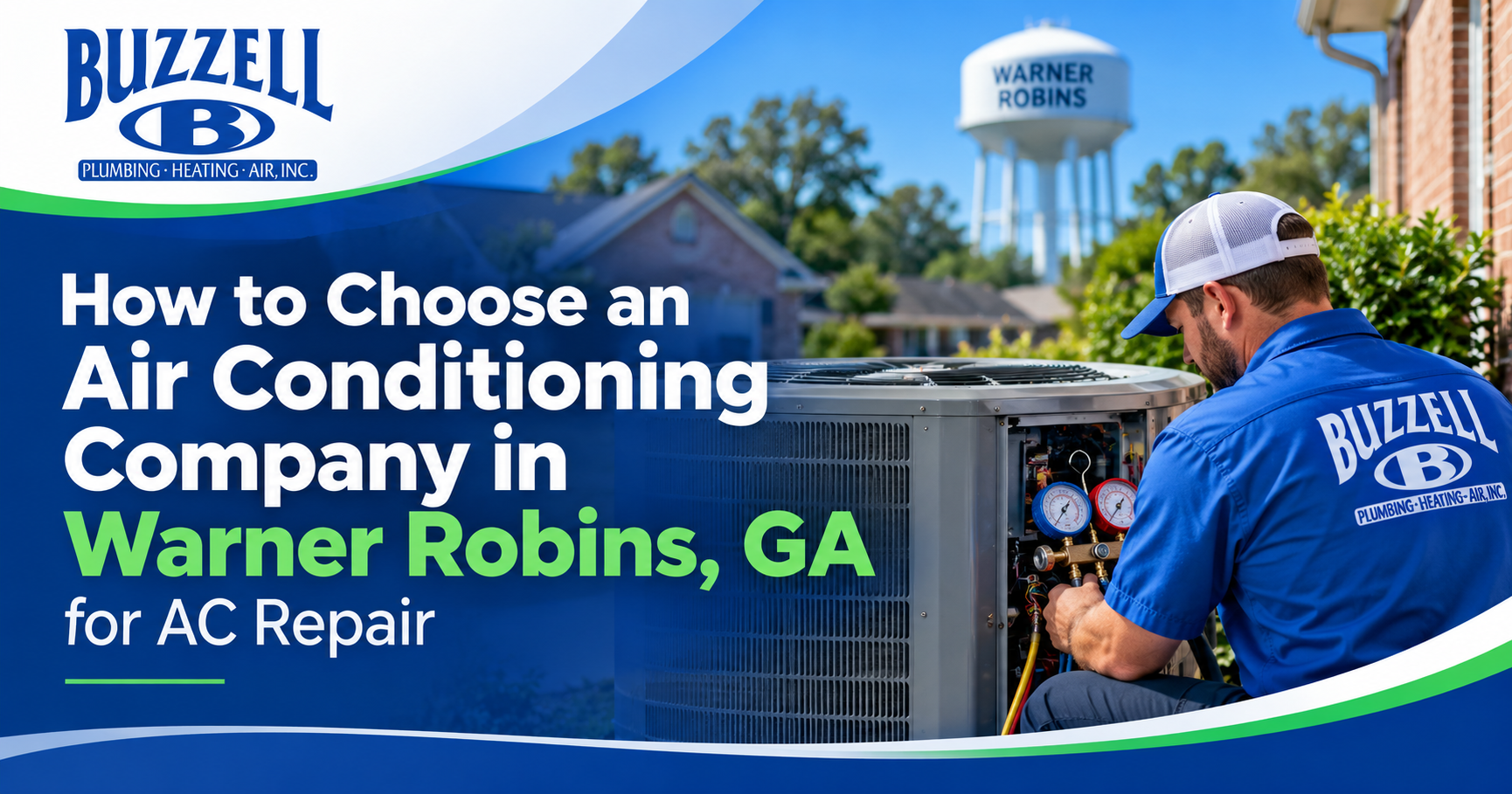 Buzzell technician providing air conditioning repair in Warner Robins, GA