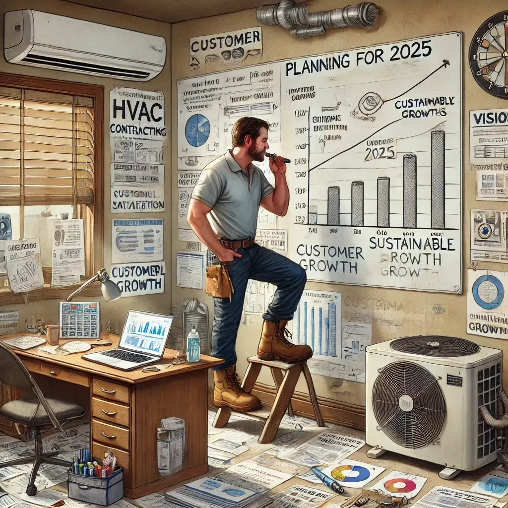 HVAC contractor thinking about his content marketing plan for 2025 and how to grow organically onlin